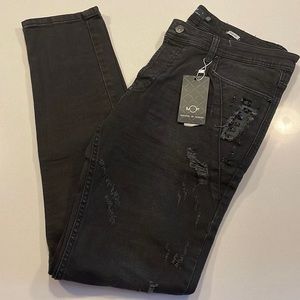 NWT Ministry of Fashion distressed and studded, slim fit black jeans